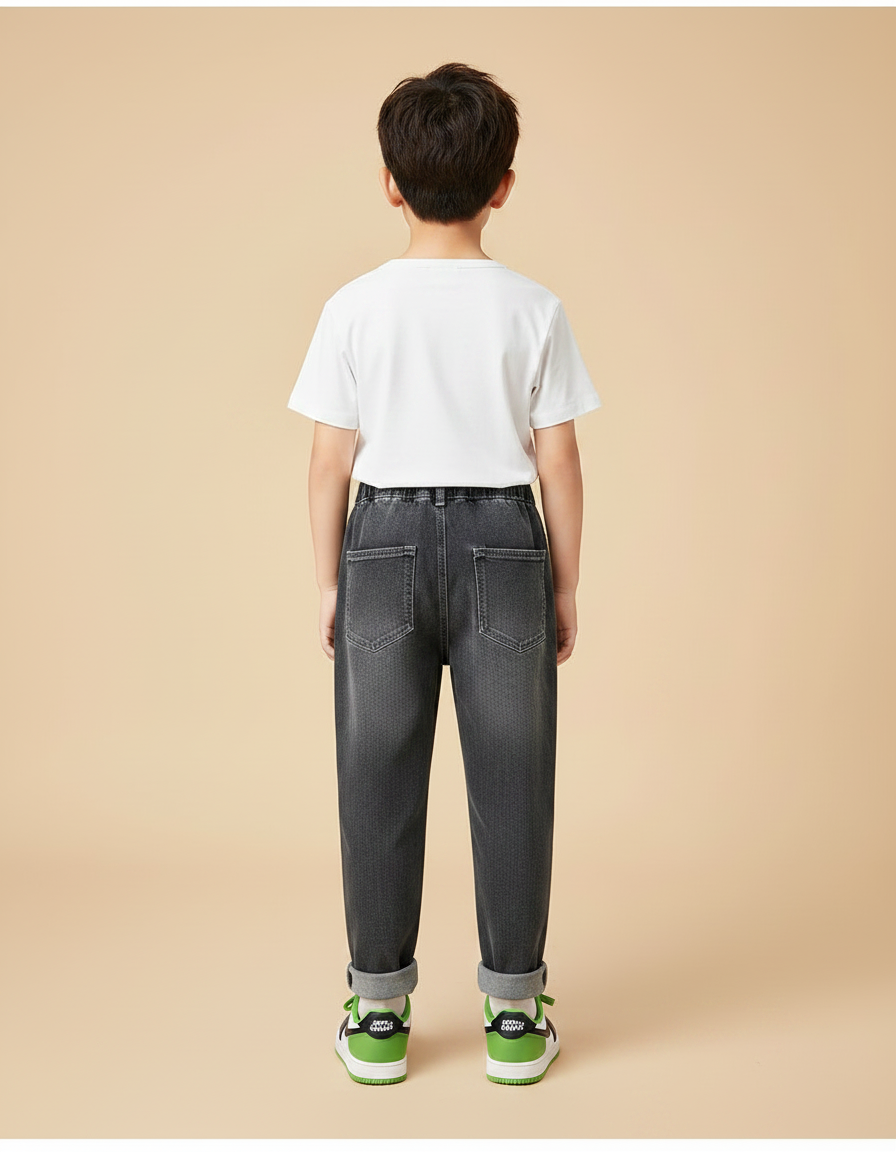 Pantalon Gris Enfant Coupe Droite Décontractée - Jean - vue 2