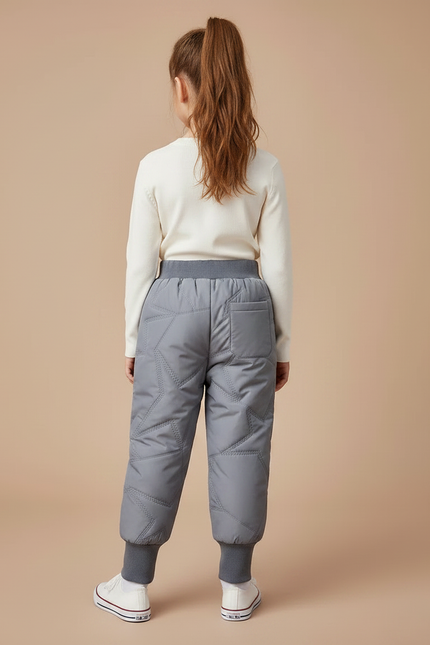 Pantalon Gris Matelassé Étoiles Chaud Enfant - Polyester - vue 2