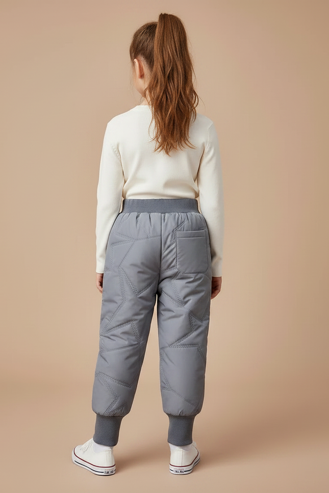 Pantalon Gris Matelassé Étoiles Chaud Enfant - Polyester - vue 2