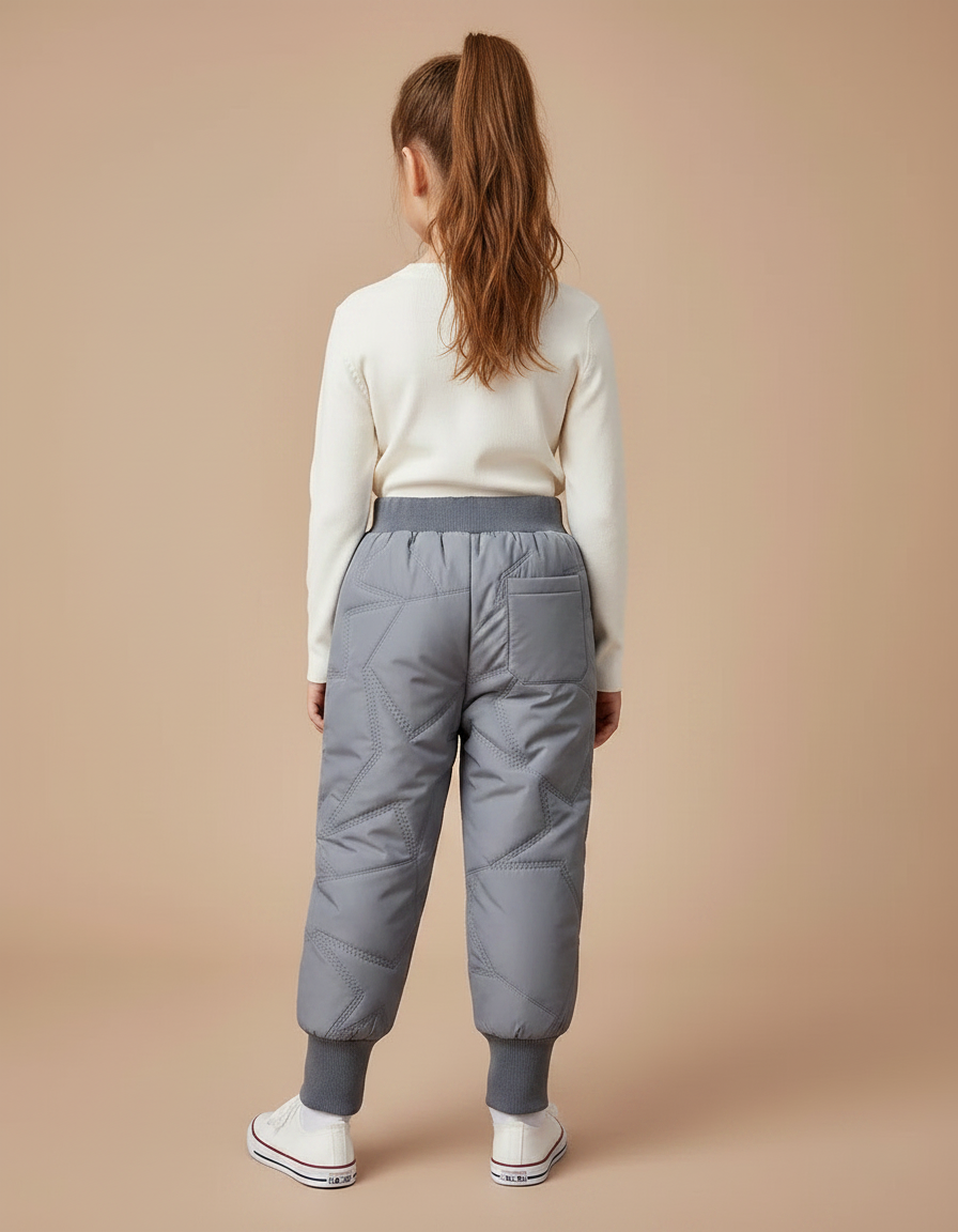 Pantalon Gris Matelassé Étoiles Chaud Enfant - Polyester - vue 2
