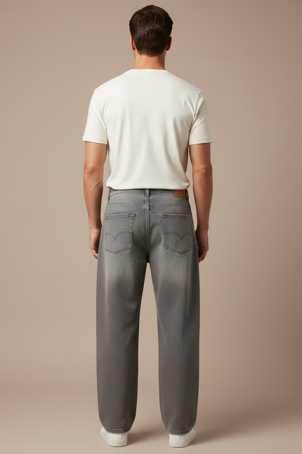 Pantalon Gris Ample Décontracté Homme Coton - Jean - vue 2