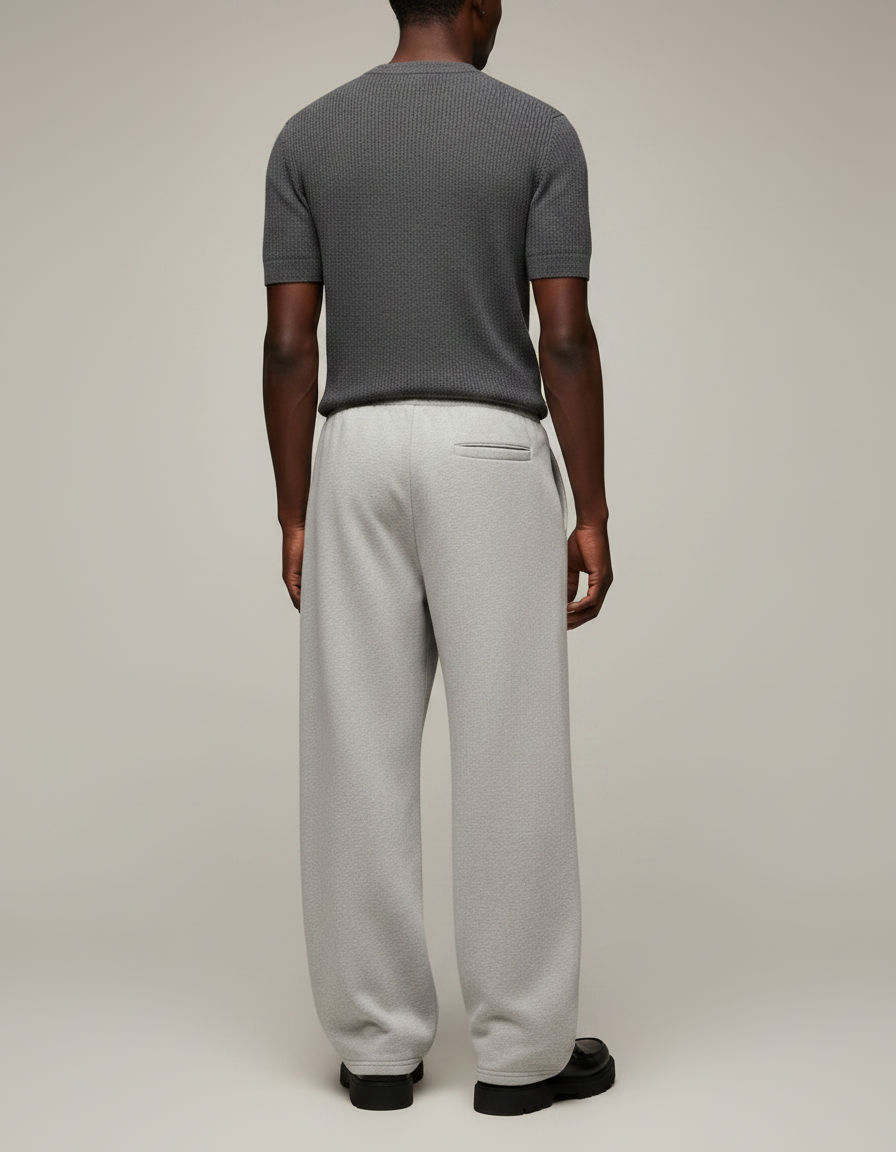 Pantalon Gris Décontracté Lâche Cordon Molletonné Homme - vue 2
