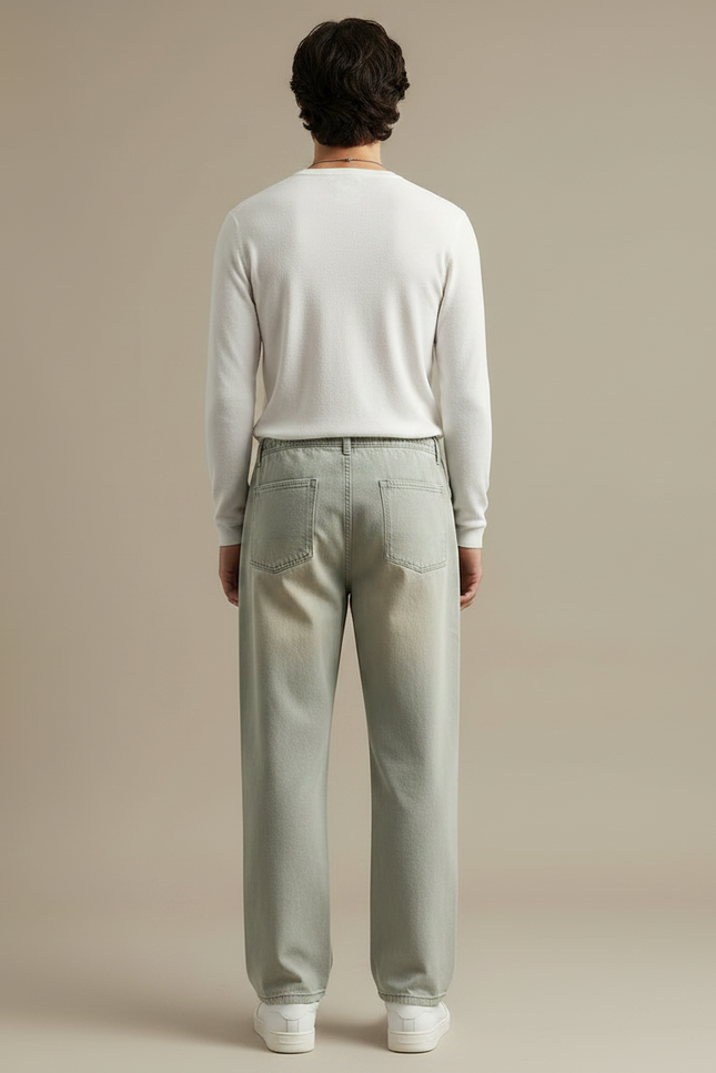 Pantalon Gris Ample Décontracté Coton Cordon Homme - vue 2