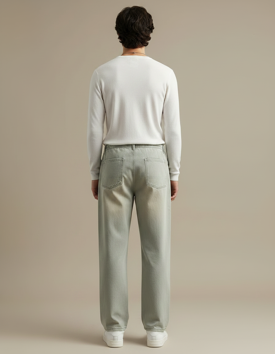 Pantalon Gris Ample Décontracté Coton Cordon Homme - vue 2