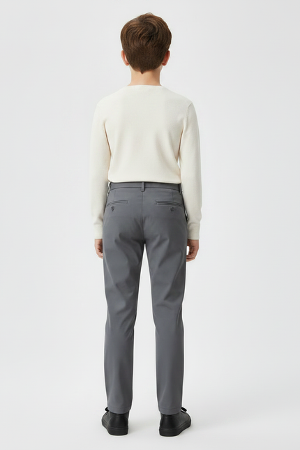 Pantalon Gris Slim Extensible Classique Garçon - Polyester - vue 2