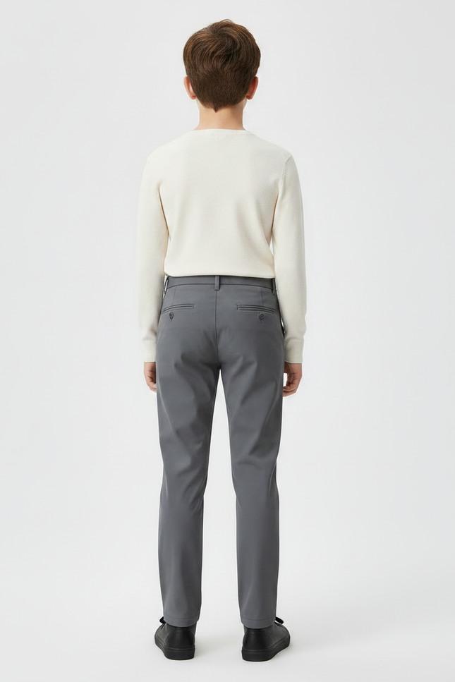 Pantalon Gris Slim Extensible Classique Garçon - Polyester - vue 2