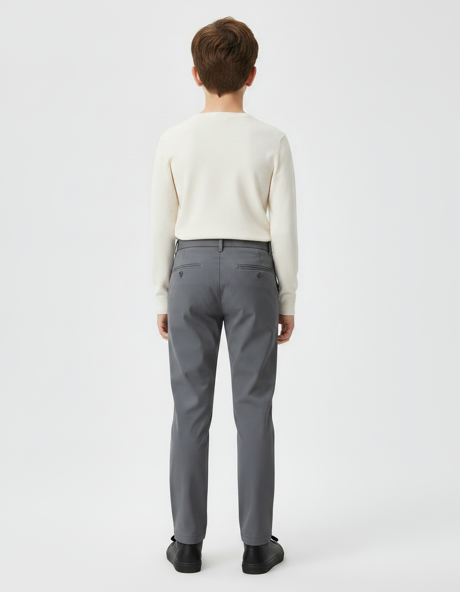 Pantalon Gris Slim Extensible Classique Garçon - Polyester - vue 2