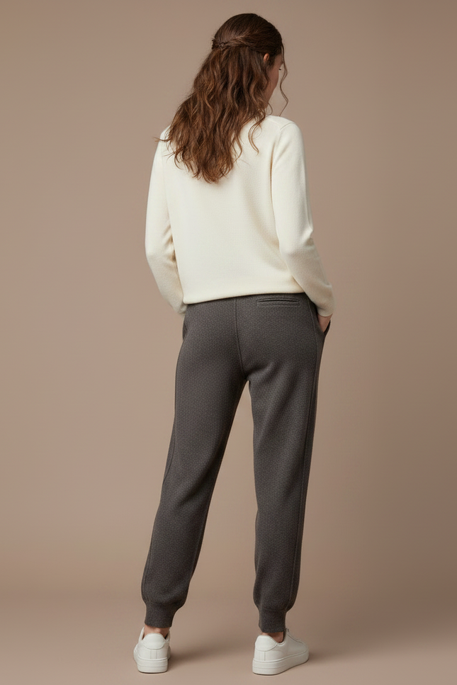 Pantalon Gris Cachemire Ample Décontracté Cordon Femme - Laine - vue 2
