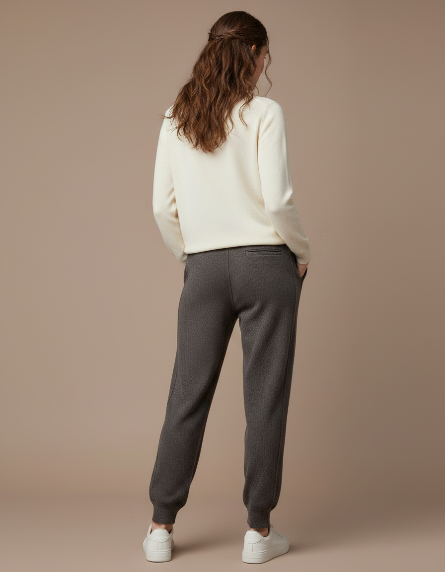 Pantalon Gris Cachemire Ample Décontracté Cordon Femme - Laine - vue 2