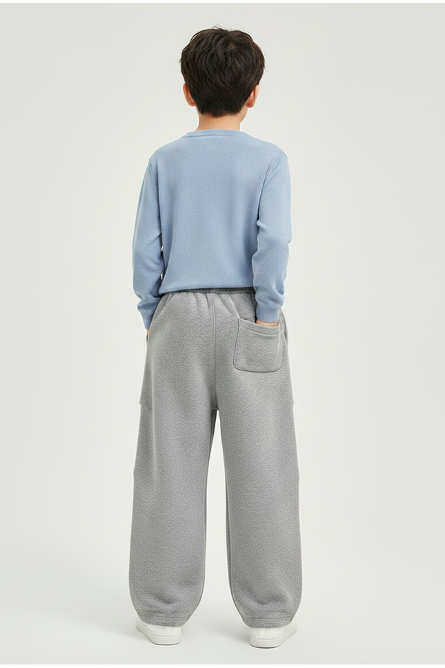 Pantalon Gris Ample Décontracté Coton Molletonné Sport Enfant - vue 2