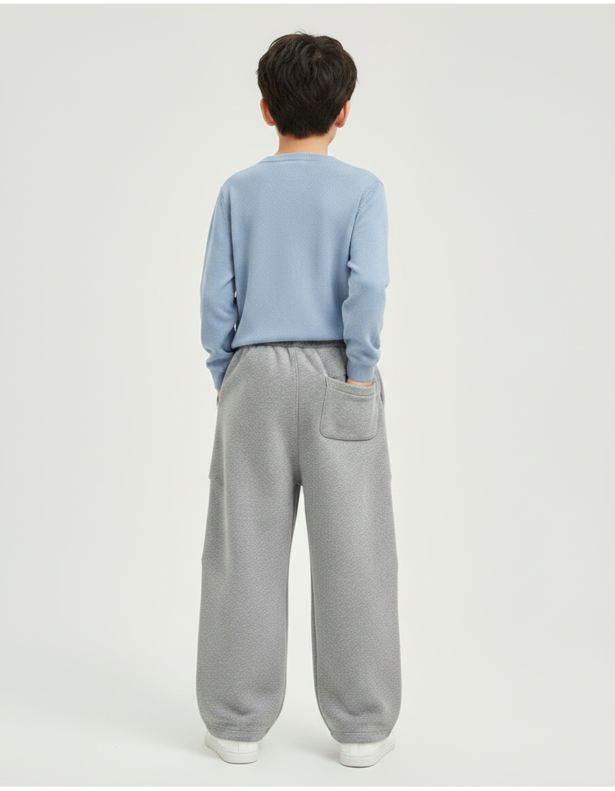 Pantalon Gris Ample Décontracté Coton Molletonné Sport Enfant - vue 2
