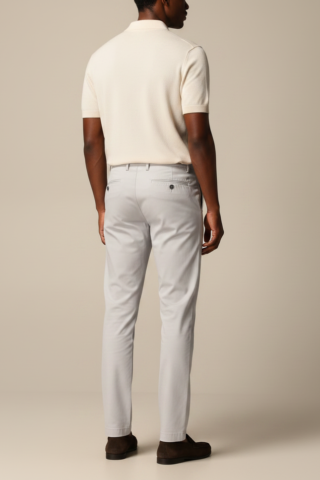 Pantalon Carotte Gris Clair - Gabardine - vue 2