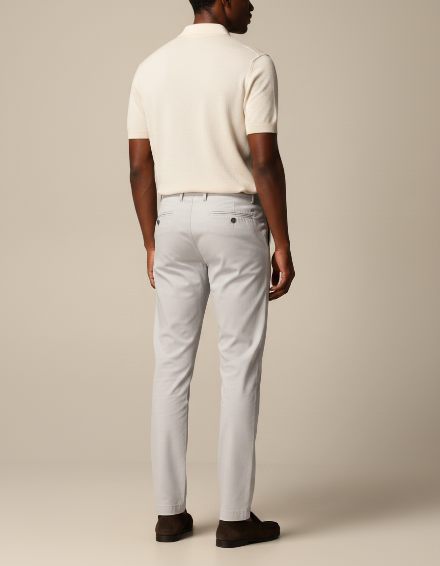 Pantalon Carotte Gris Clair - Gabardine - vue 2