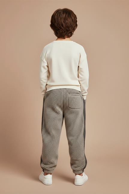 Pantalon Gris Molletonné Ample Chaud Enfant - vue 2