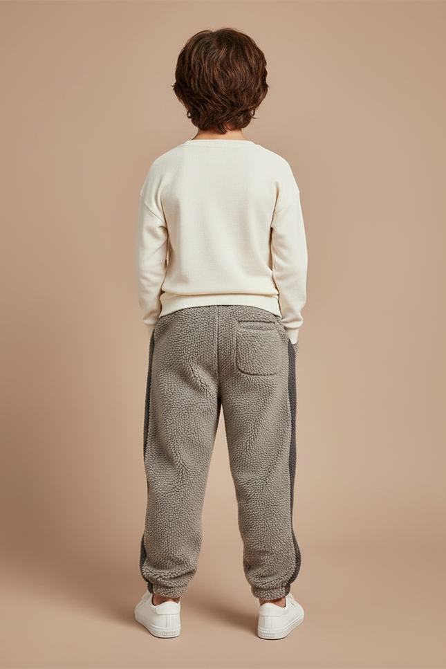 Pantalon Gris Molletonné Ample Chaud Enfant - vue 2