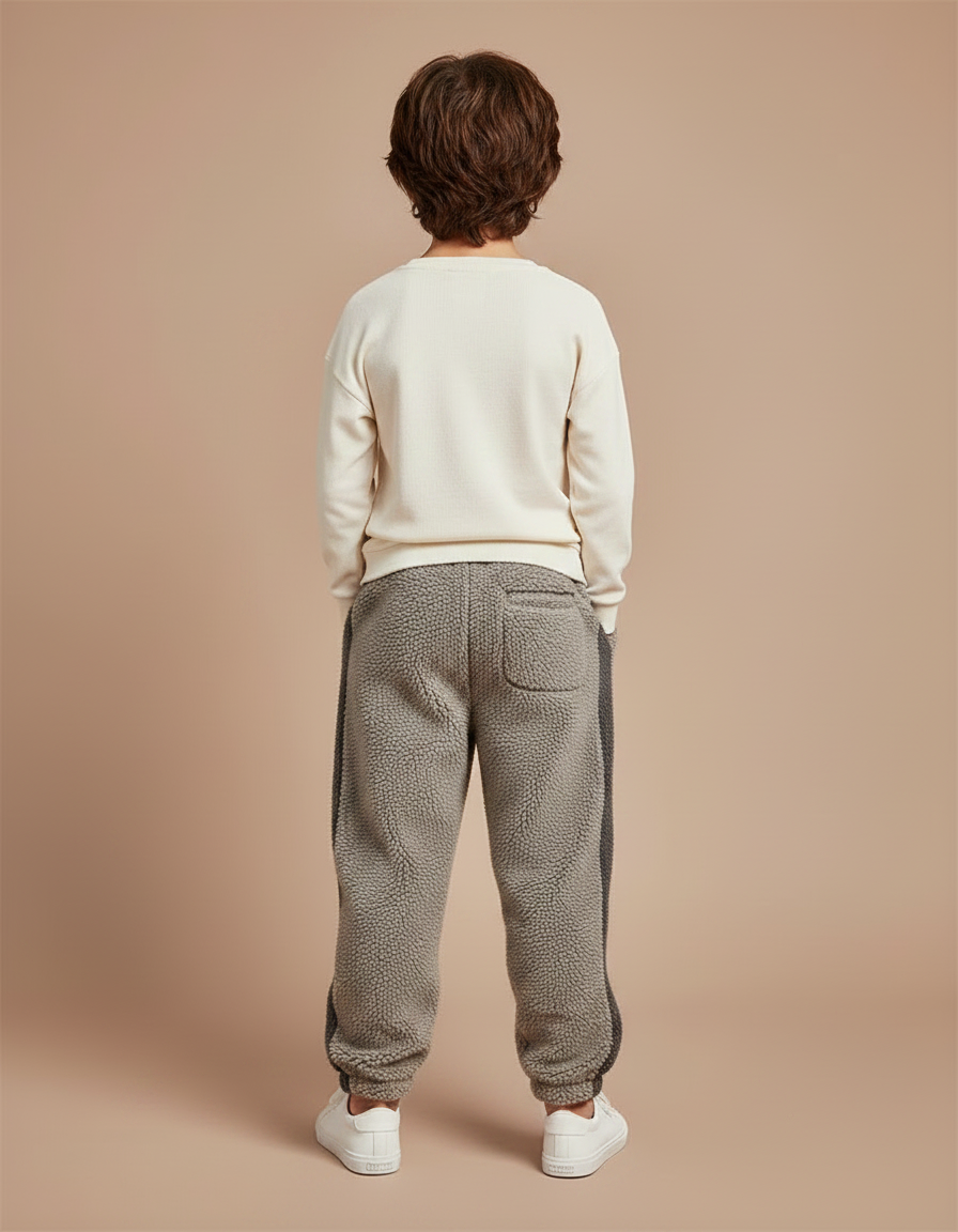 Pantalon Gris Molletonné Ample Chaud Enfant - vue 2