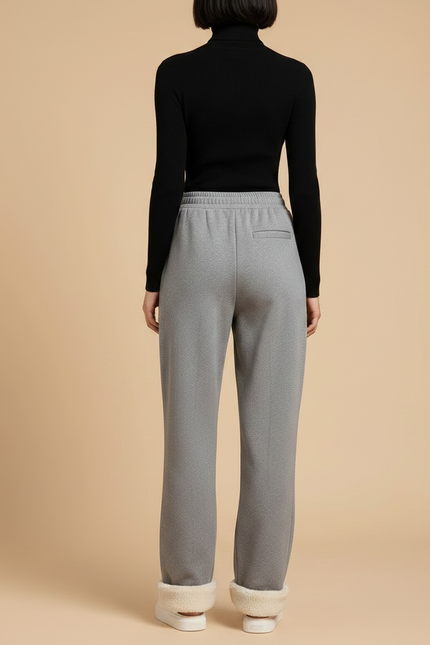 Pantalon Gris Molletonné Ample Confortable Femme Doublé - vue 2