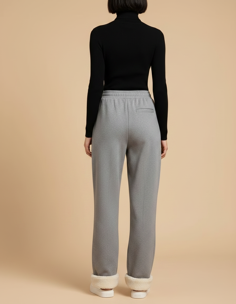 Pantalon Gris Molletonné Ample Confortable Femme Doublé - vue 2