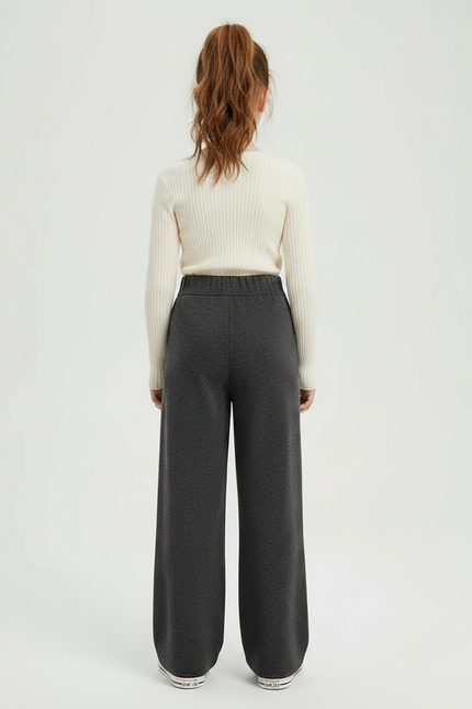 Pantalon Gris Ample Laine Chaud Fille - vue 2