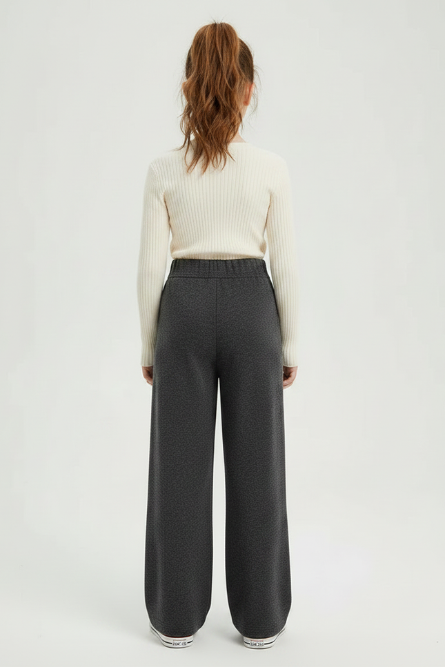 Pantalon Gris Ample Laine Chaud Fille - vue 2
