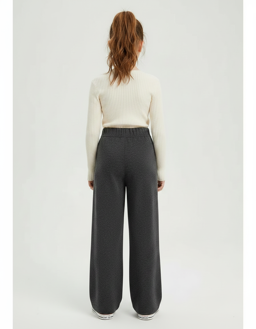 Pantalon Gris Ample Laine Chaud Fille - vue 2