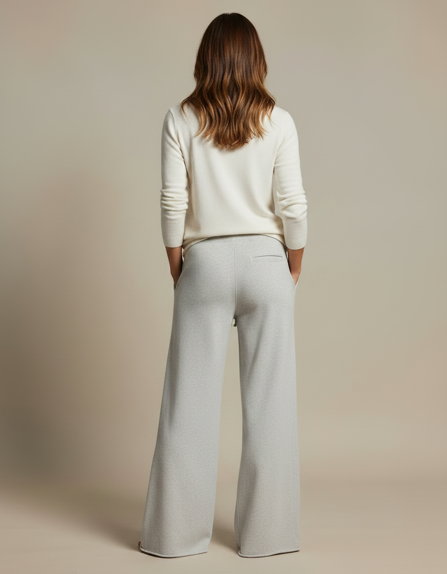 Pantalon Gris Ample Coton Décontracté Fluide Femme - Molleton - vue 2