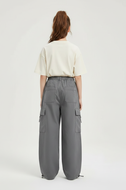 Pantalon Gris Cargo Ample Enfant Streetwear - Polyester - vue 2