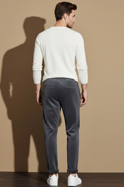 Pantalon Gris Molletonné Homme Décontracté Confortable - vue 2