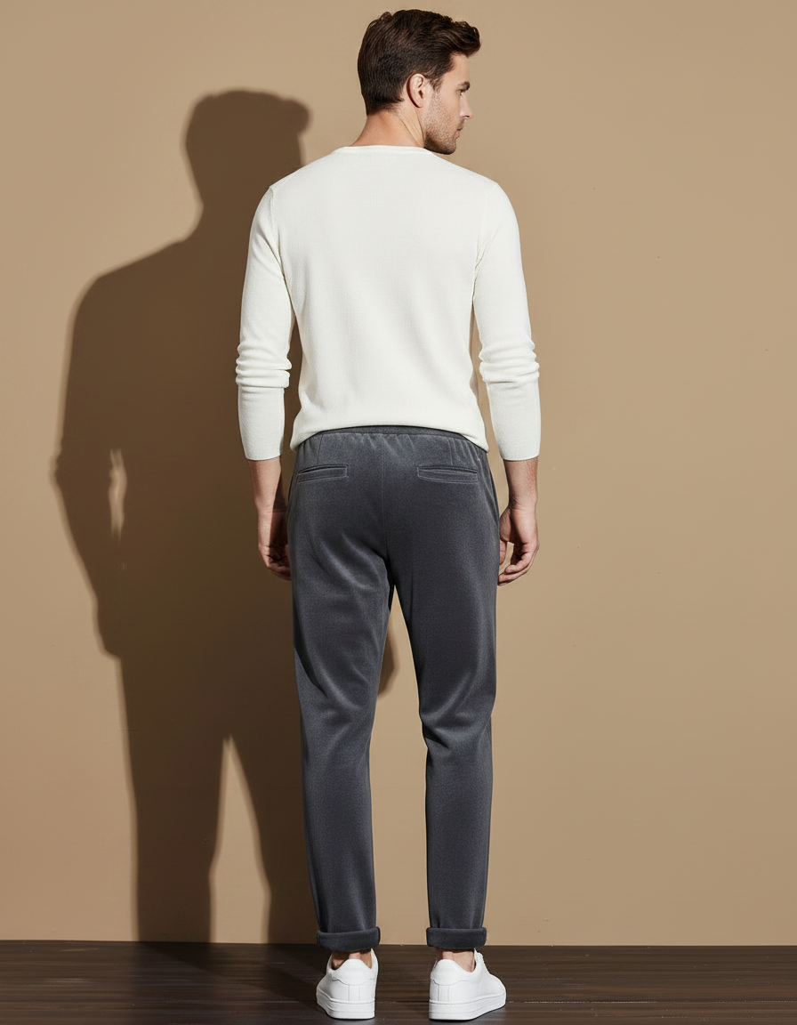 Pantalon Gris Molletonné Homme Décontracté Confortable - vue 2