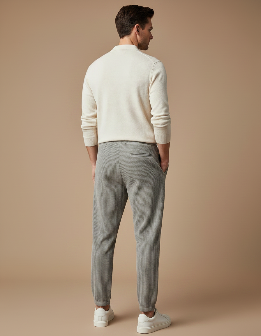 Pantalon Gris Côtelé Jogging Décontracté Homme - Cordé - vue 2