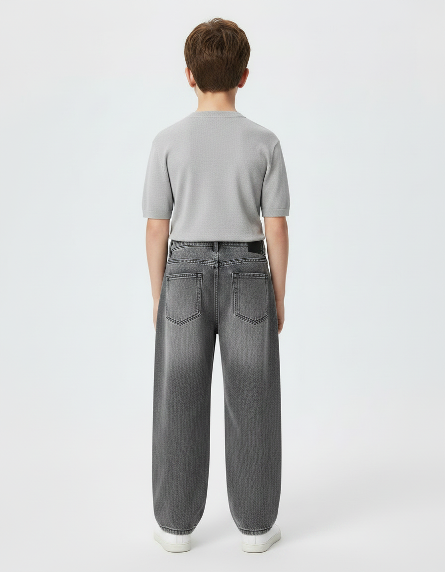 Pantalon Gris Denim Ample Décontracté Garçon - Jean - vue 2