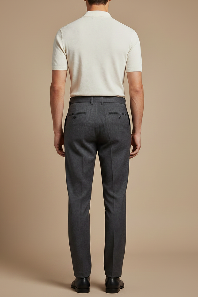 Pantalon Gris Laine Plissé Slim Habillé Élégant - vue 2