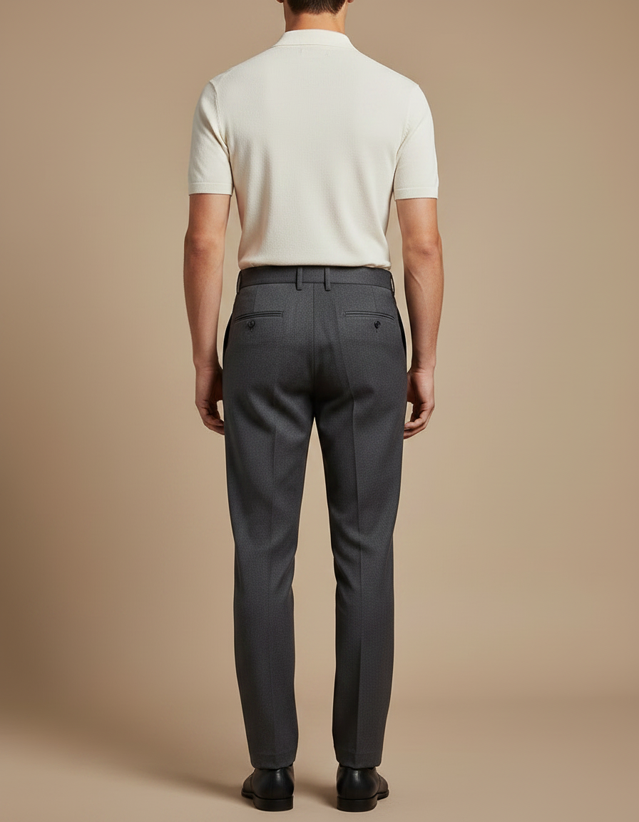 Pantalon Gris Laine Plissé Slim Habillé Élégant - vue 2