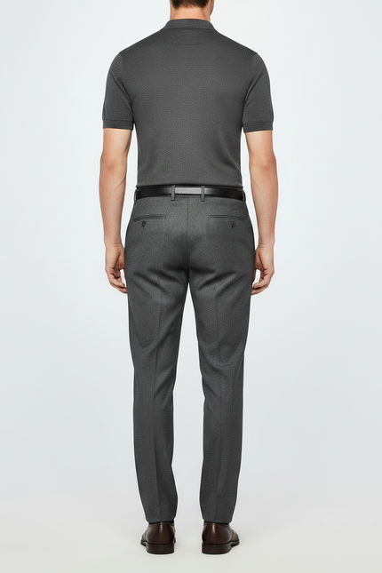 Pantalon Costume Gris Foncé - Laine - vue 2