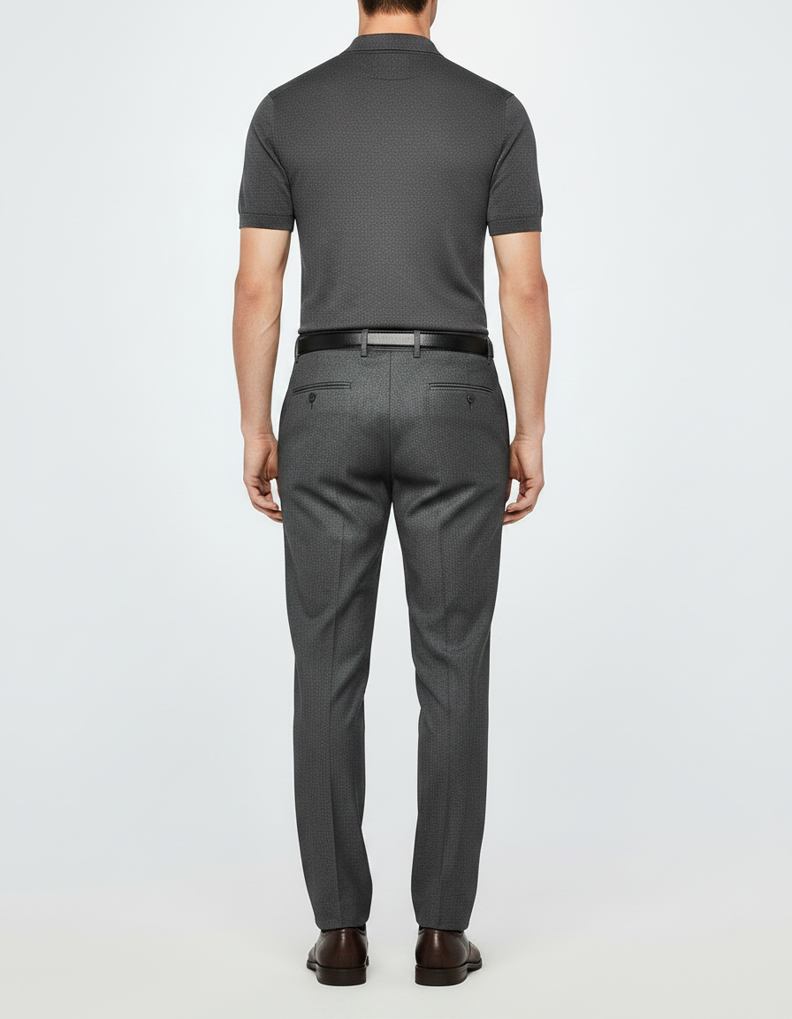 Pantalon Costume Gris Foncé - Laine - vue 2
