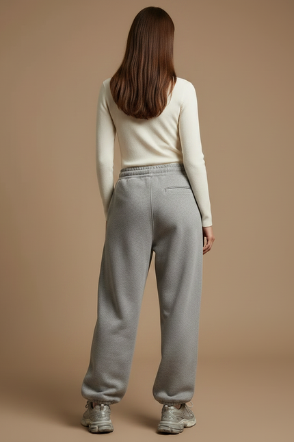 Pantalon Gris Molletonné Ample Décontracté Sportif - vue 2