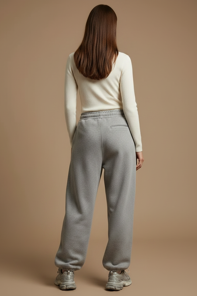 Pantalon Gris Molletonné Ample Décontracté Sportif - vue 2