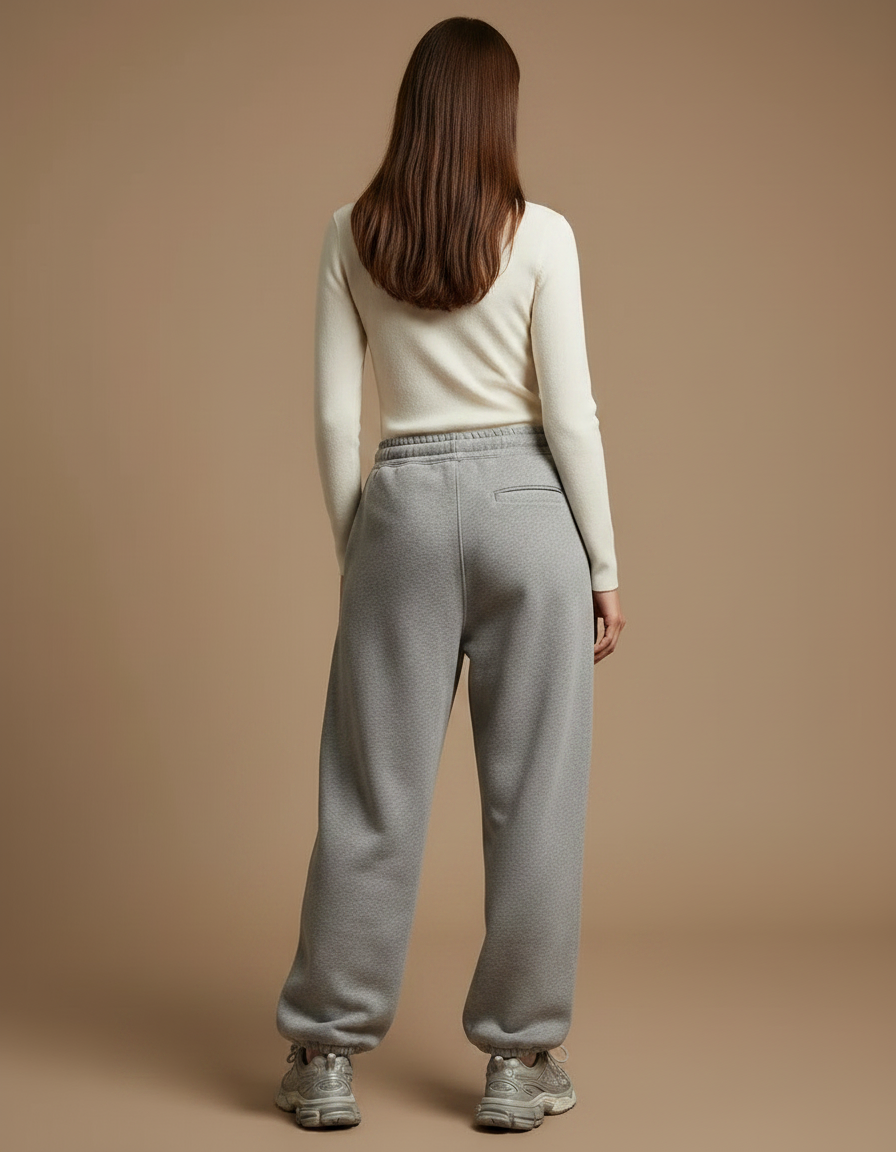 Pantalon Gris Molletonné Ample Décontracté Sportif - vue 2