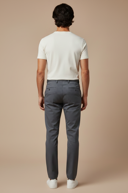 Pantalon Gris Droit Élégant Décontracté Homme - Gabardine - vue 2