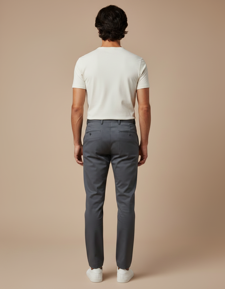 Pantalon Gris Droit Élégant Décontracté Homme - Gabardine - vue 2