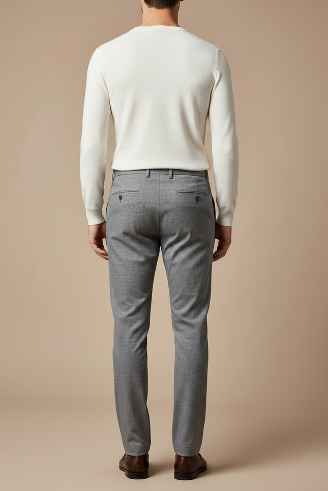 Pantalon Gris Ajusté Élégant Texturé Homme - Polyester - vue 2