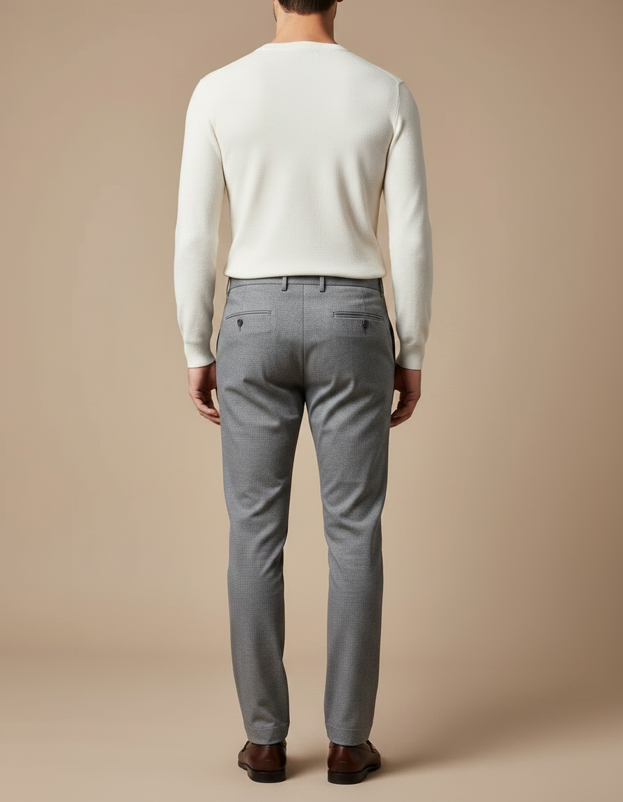 Pantalon Gris Ajusté Élégant Texturé Homme - Polyester - vue 2