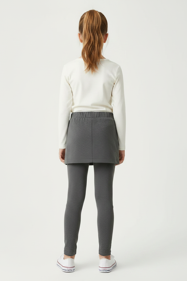 Pantalon Gris Legging Jupe Skort Enfant Fille - Maille - vue 2