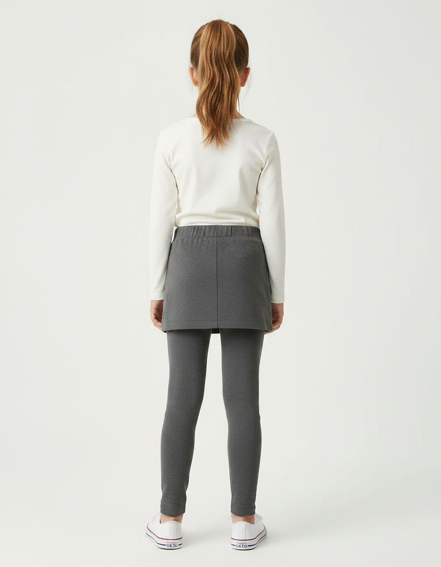 Pantalon Gris Legging Jupe Skort Enfant Fille - Maille - vue 2
