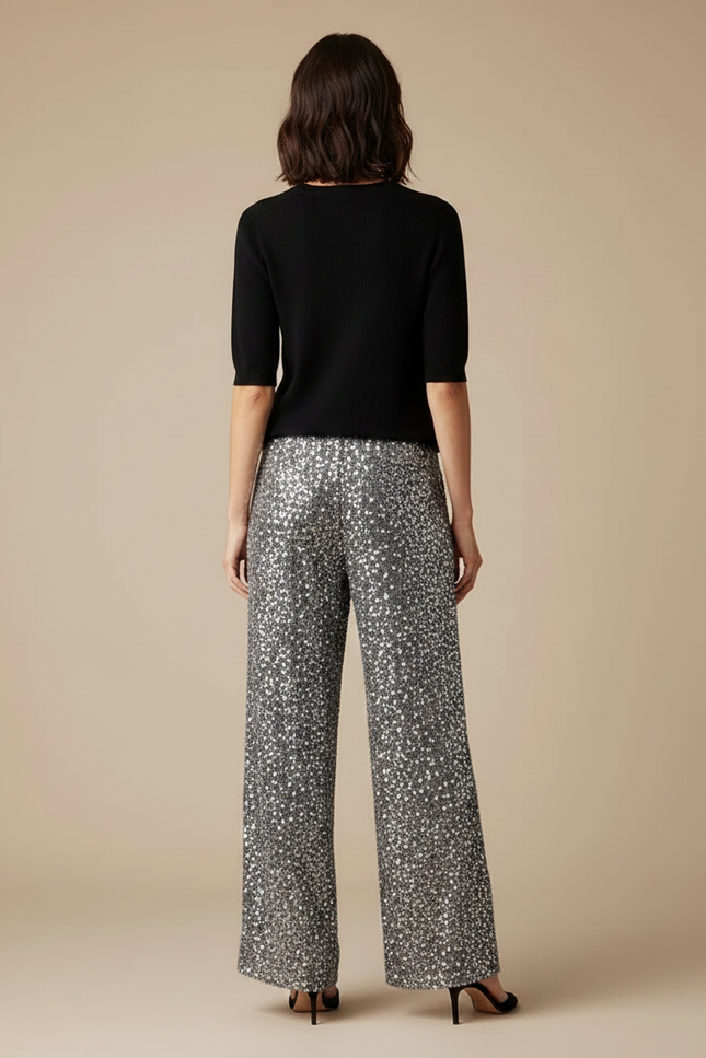Pantalon Sequin Gris - Polyester - vue 2