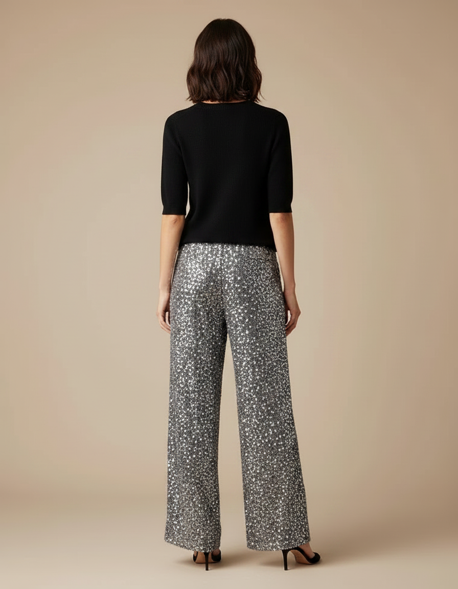 Pantalon Sequin Gris - Polyester - vue 2