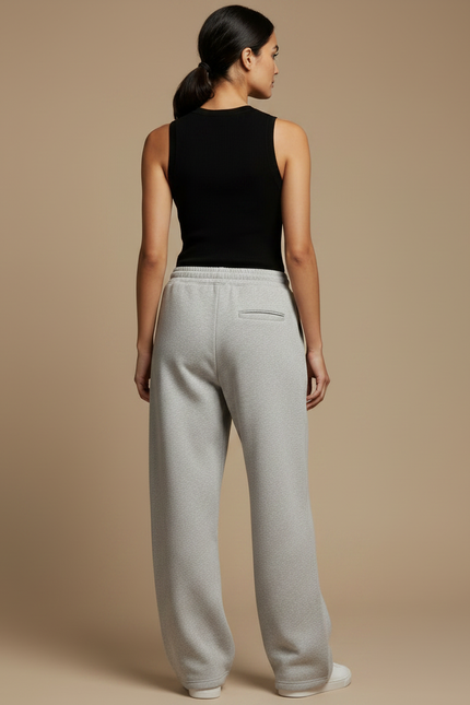Pantalon Gris Ample Décontracté Molletonné Cordon - vue 2