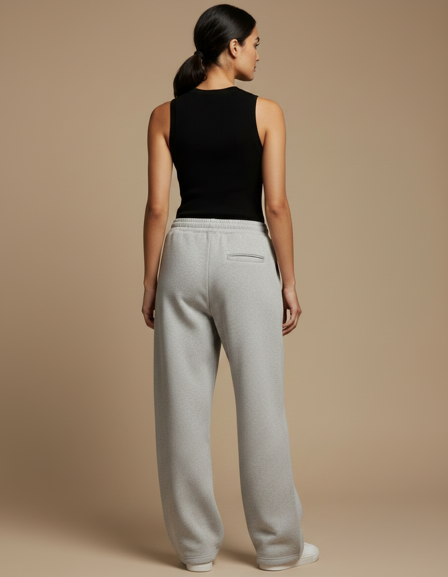 Pantalon Gris Ample Décontracté Molletonné Cordon - vue 2
