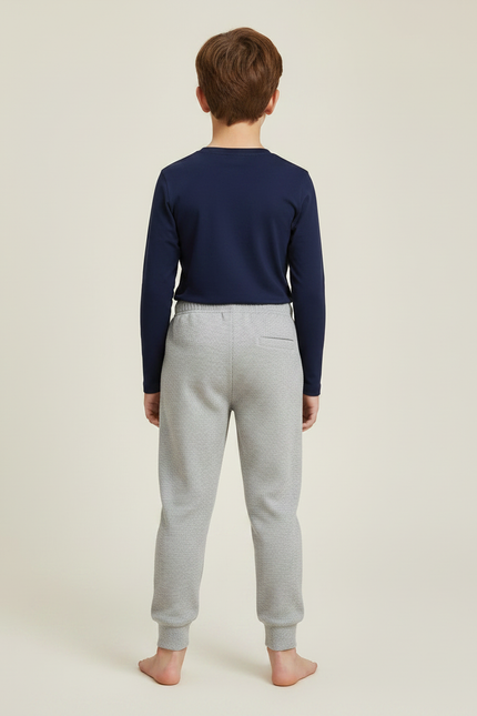 Pantalon Gris Molletonné Cordon Décontracté Enfant Sport - vue 2
