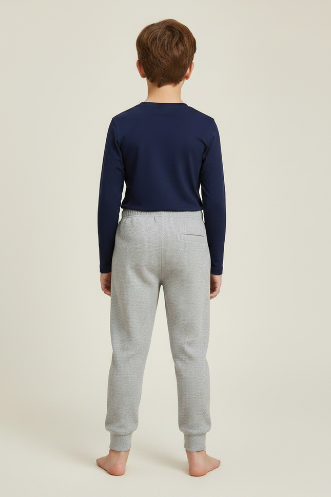 Pantalon Gris Molletonné Cordon Décontracté Enfant Sport - vue 2